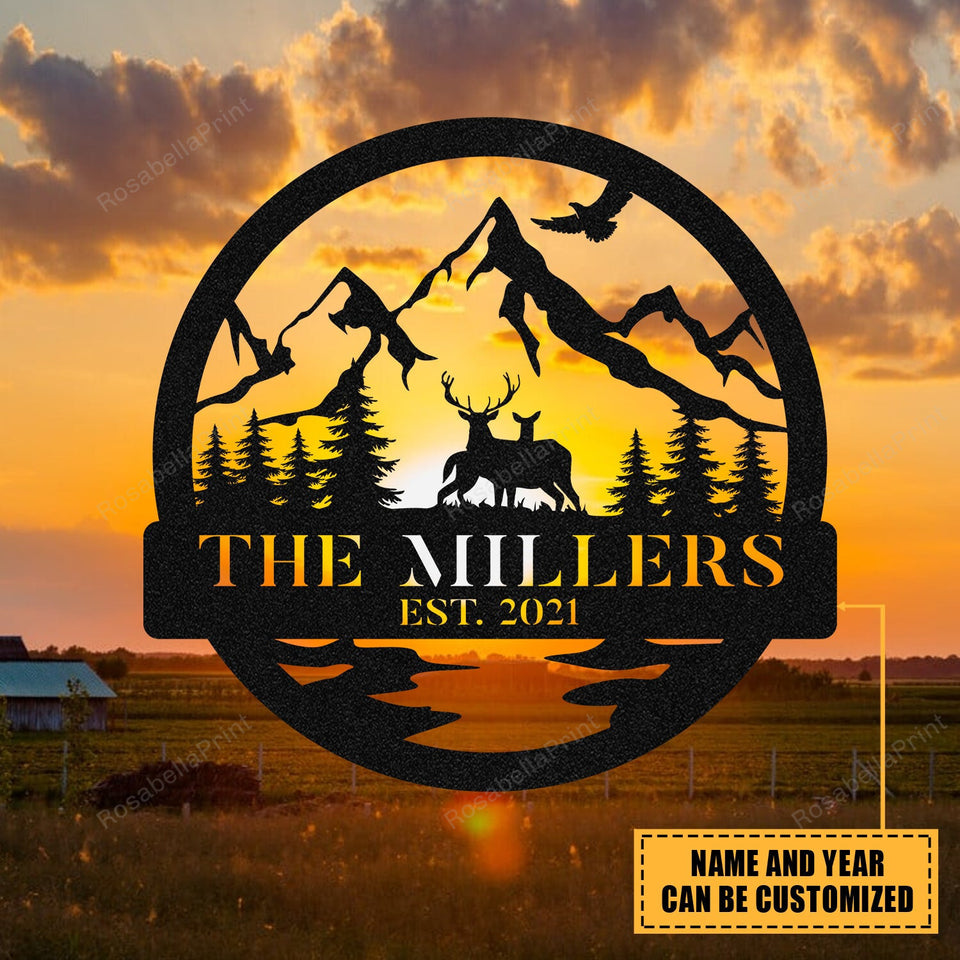 Personalized Family Name Deer Doe Hunting Hunter Metal Signs Personalized Family Nastalgic Signs Fit Metal Beer Signs For Bar Decor