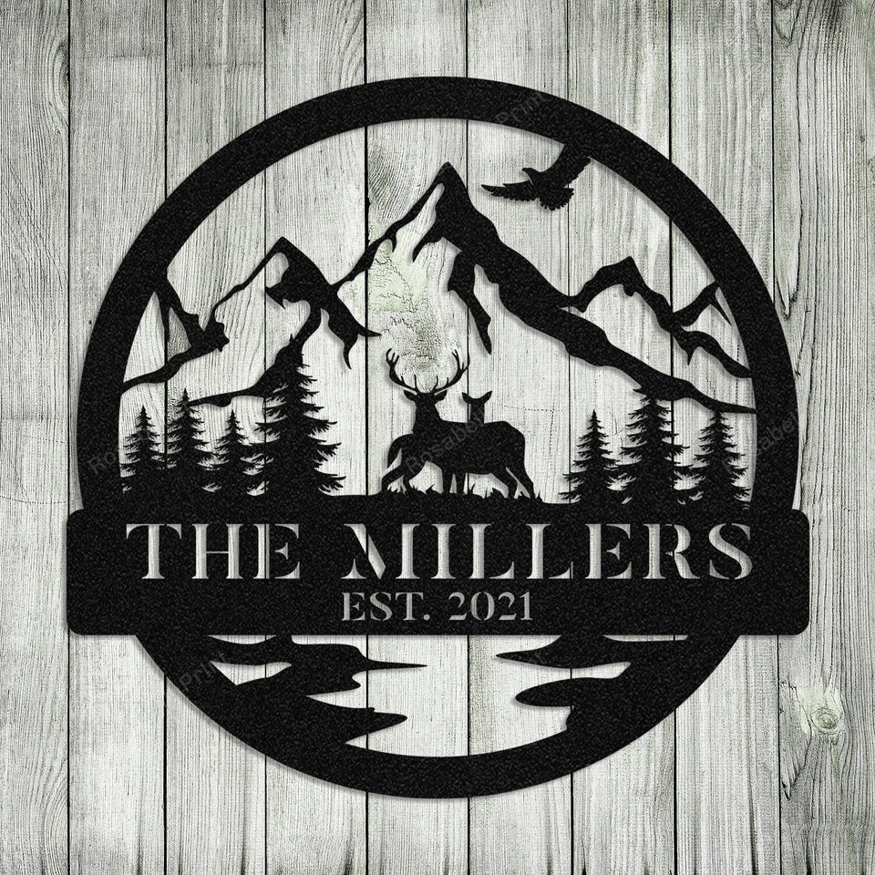 Personalized Family Name Deer Doe Hunting Hunter Metal Signs Personalized Family Nastalgic Signs Fit Metal Beer Signs For Bar Decor