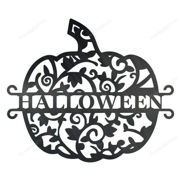 Pumpkin Halloween Monogram Customized Metal Signs Pumpkin Halloween Family Wall Sign Great Farmhouse Signs For Kitchen