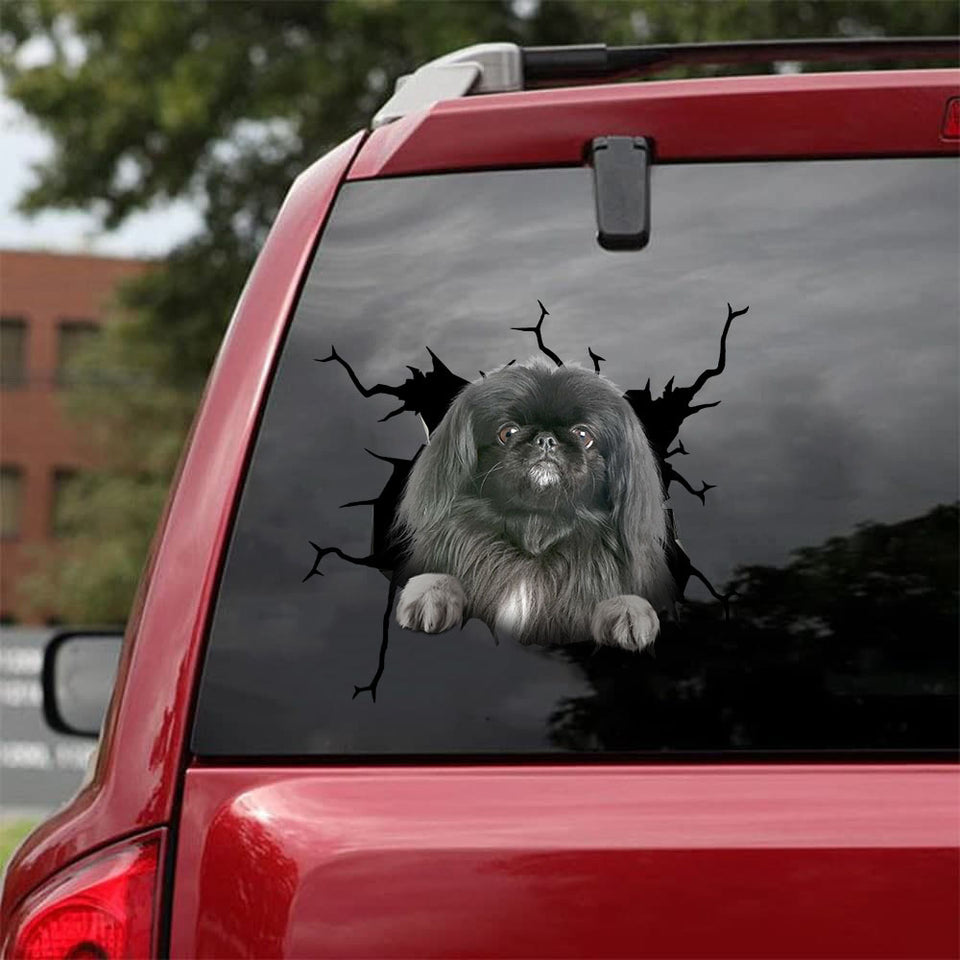 [da0181-snf-tnt]-pekingese-crack-car-sticker-dogs-lover