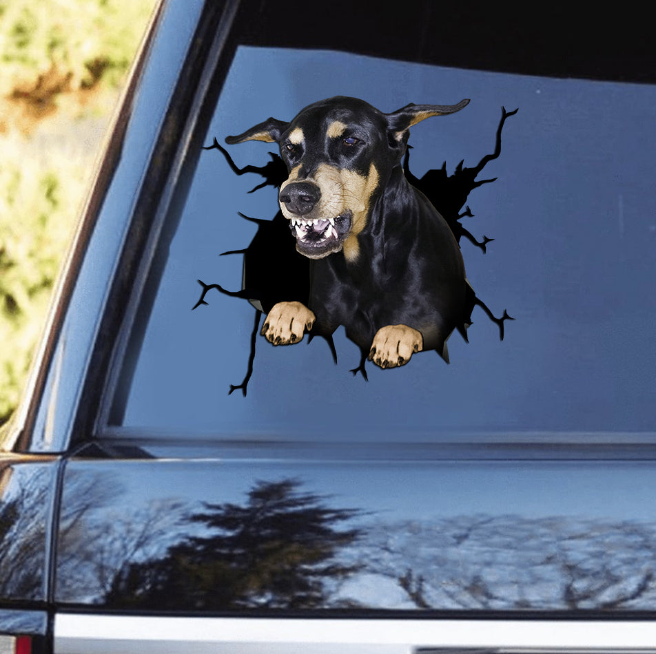 Doberman Crack Stickers For Water Bottle Your Cute Jeans Face Stickers Birthday Gift - Dog Lovers die-cut waterproof vinyl sticker decal