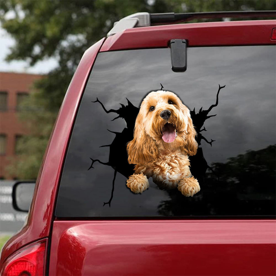 Cockapoo Crack Car Decal Custom Lovable Floor Stickers Gifts For Sister - Dog Lovers die-cut waterproof vinyl sticker decal