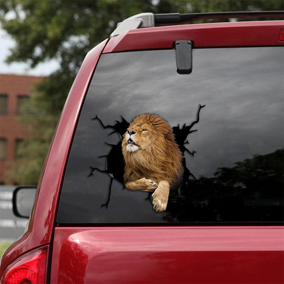 [th0153-snf-tpa]-lion-crack-car-sticker