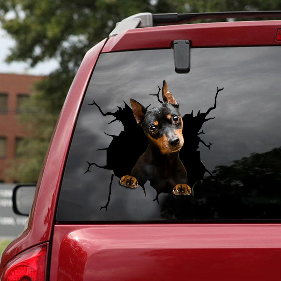 [ld0283-snf-lad]-minature-doberman-pinscher-crack-car-sticker-dogs-lover