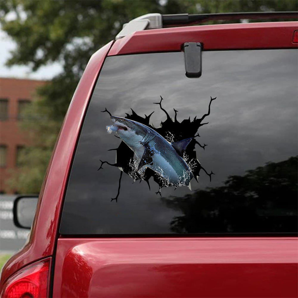 [sk1022-snf-ptd]-shark-crack-car-sticker-fishing-lover