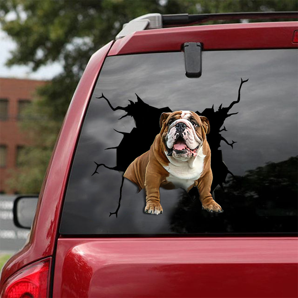 English Bulldog Crack Sticker For Car Window Your Cute Jeans Waterproof Labels 4 Year Anniversary Gift - Dog Lovers die-cut waterproof vinyl sticker decal
