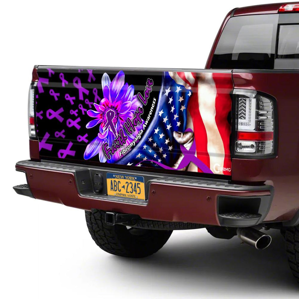 Fibromyalgia Awareness truck Tailgate Decal Sticker Wrap Faith Hope Love Tailgate Wrap Decals For Trucks