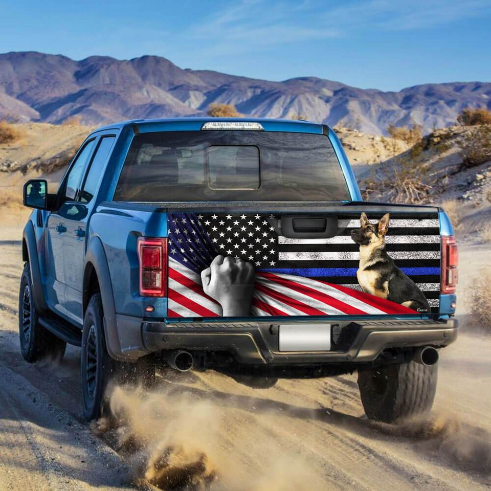 German Shepherd The Thin Blue Line America Truck Tailgate Decal Sticker Wrap Tailgate Wrap Decals For Trucks