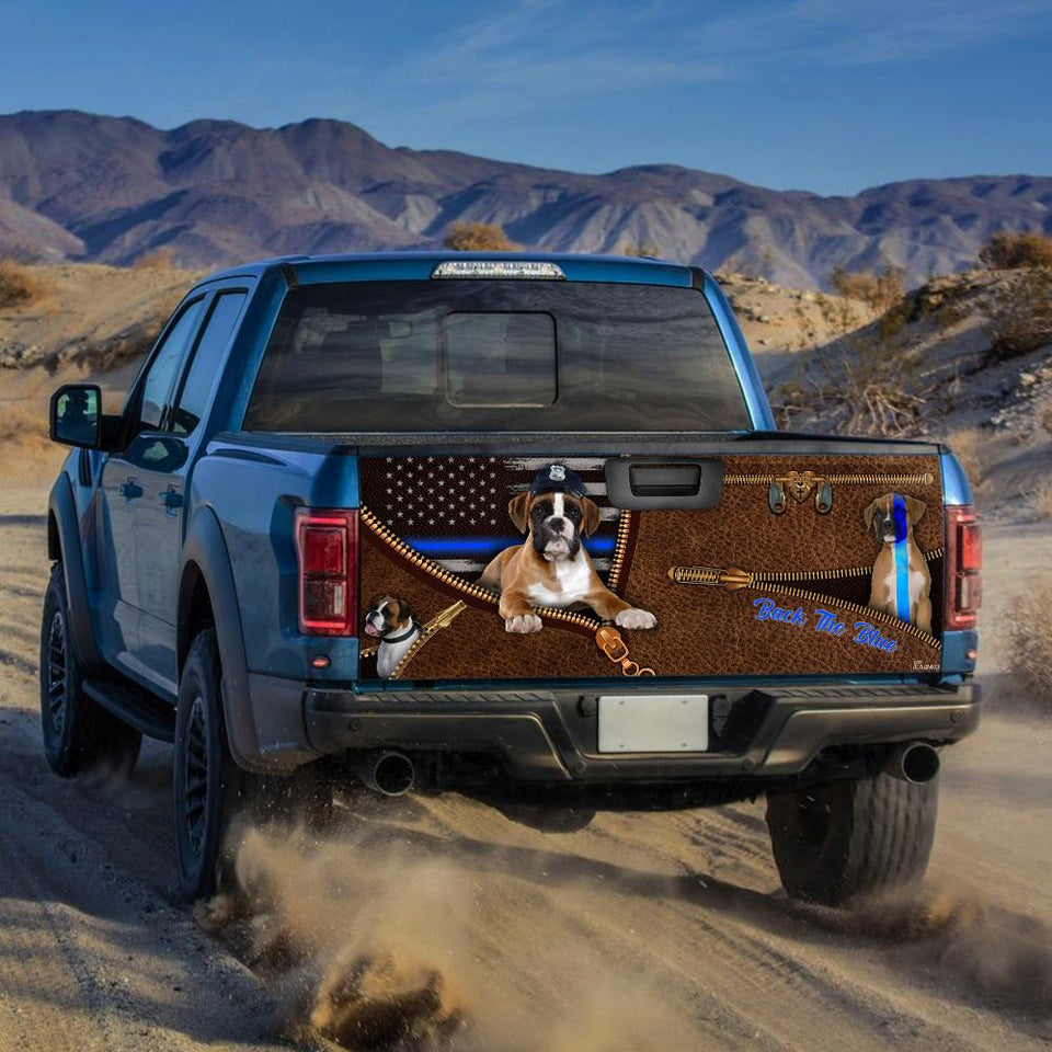Boxer Back The Blue 3d Zipper truck Tailgate Decal Sticker Wrap Tailgate Wrap Decals For Trucks