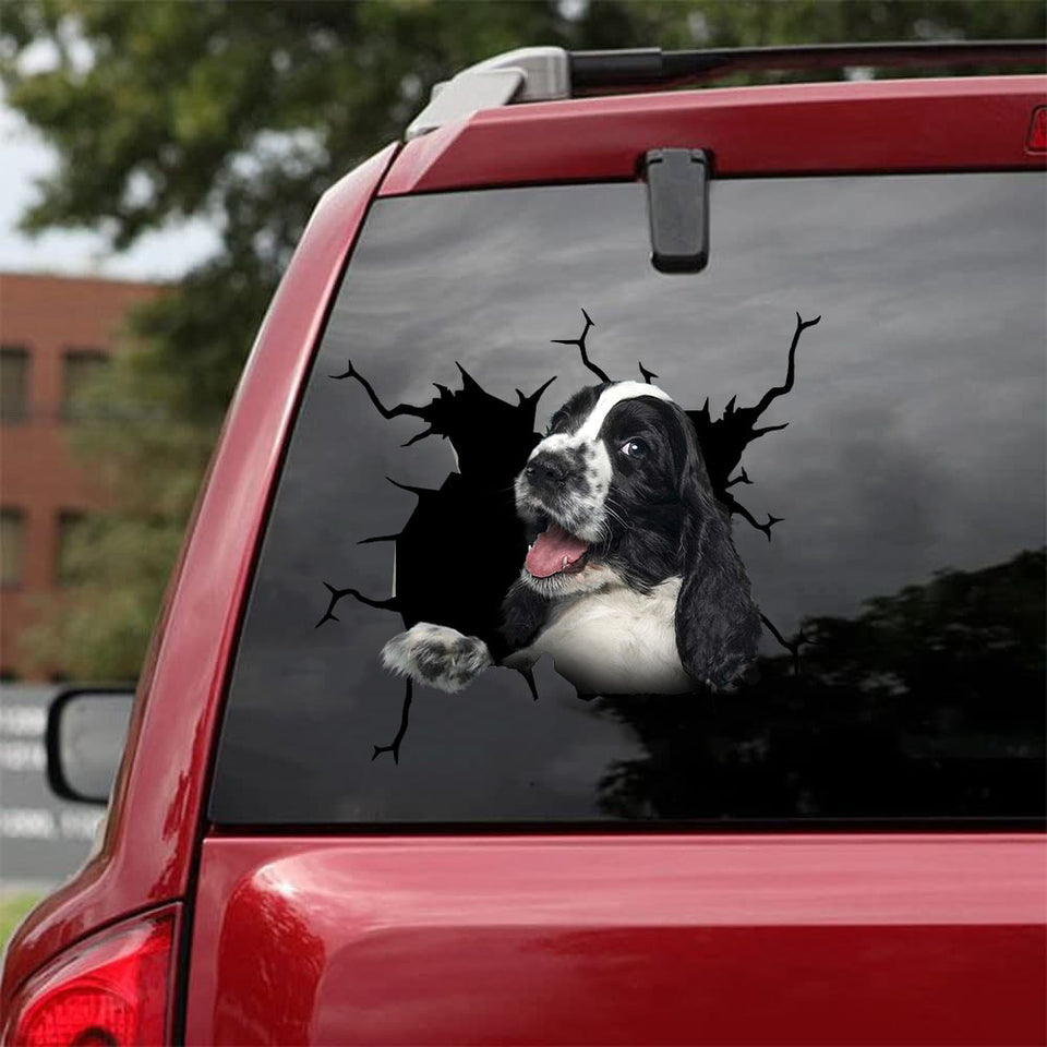 English Springer Spaniel Crack Sticker Ideas Funny Pictures Magnetic Stickers Gifts For Plant Lovers - Dog Lovers die-cut waterproof vinyl sticker decal