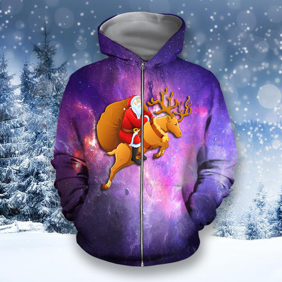 All Over Print Santa Ride Deer