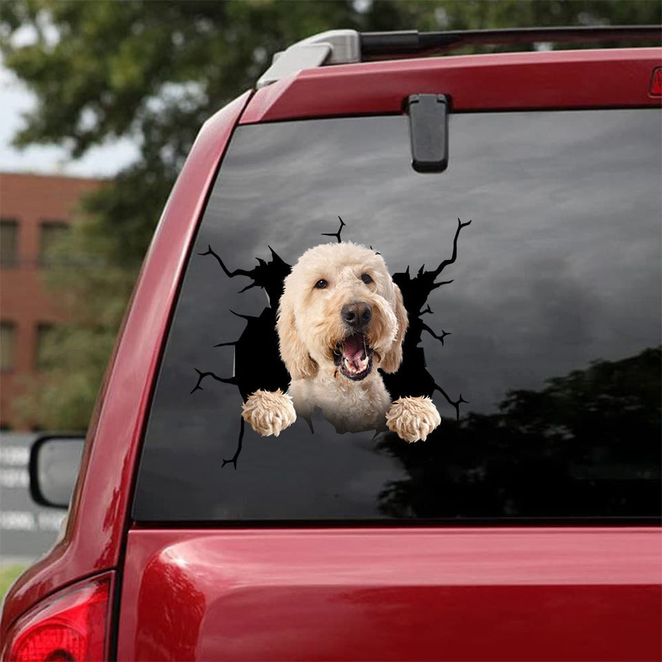 Goldendoodle Crack Sticker Cute Funny Faces Sticker Maker Anniversary Gift For Husband - Dog Lovers die-cut waterproof vinyl sticker decal