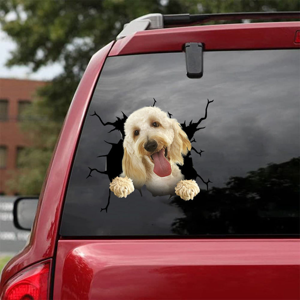 Goldendoodle Crack Sticker Car Super Cute Car Decals Valentines Gifts - Dog Lovers die-cut waterproof vinyl sticker decal
