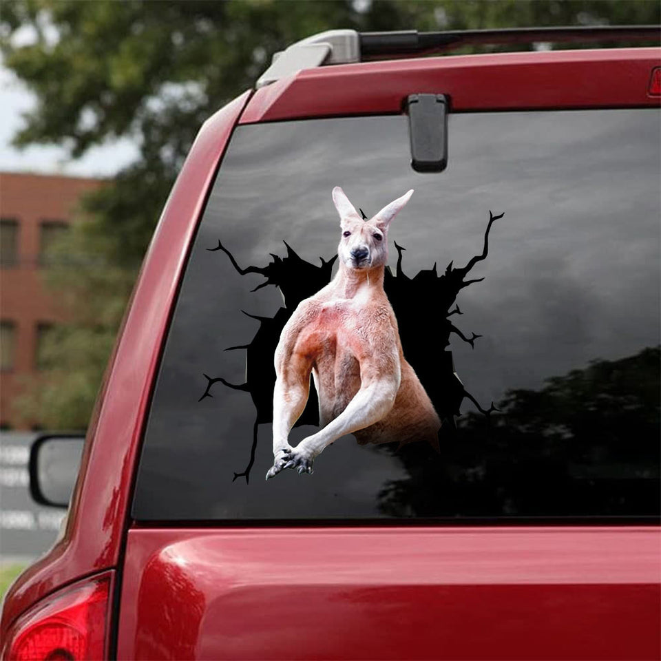 [da1021-snf-tnt]-kangaroo-crack-car-sticker-animals-lover