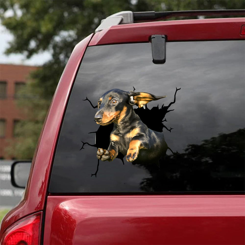Dachshund Crack Decor Decal Hot Transfer Stickers 25th Anniversary Gifts - Dog Lovers die-cut waterproof vinyl sticker decal