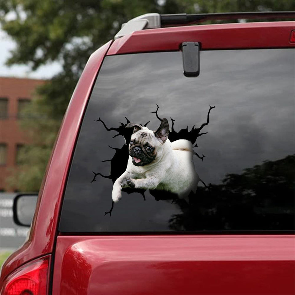 Pug Crack Decals Funny Jokes Vinyl Decals Retirement Gifts For Women - Dog Lovers die-cut waterproof vinyl sticker decal