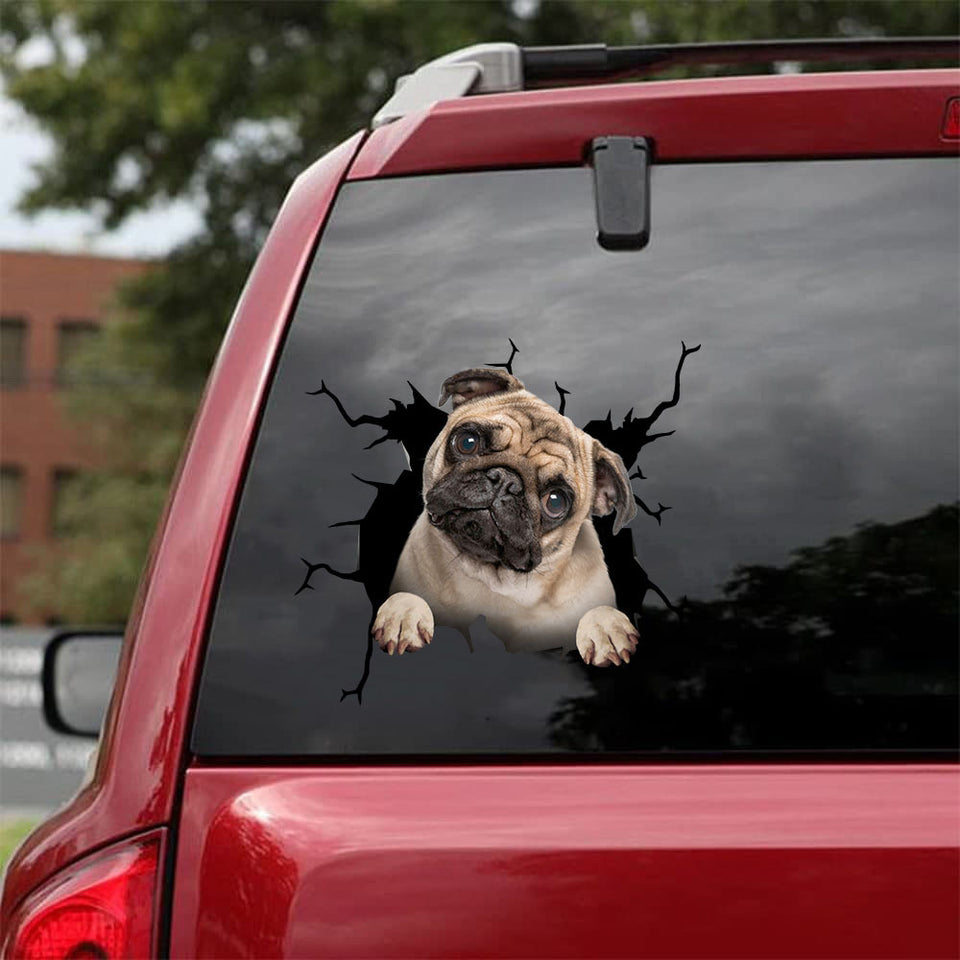 Pug Crack Decor Decal Funny Jokes Custom Stickers Birthday Gifts For Women - Dog Lovers die-cut waterproof vinyl sticker decal