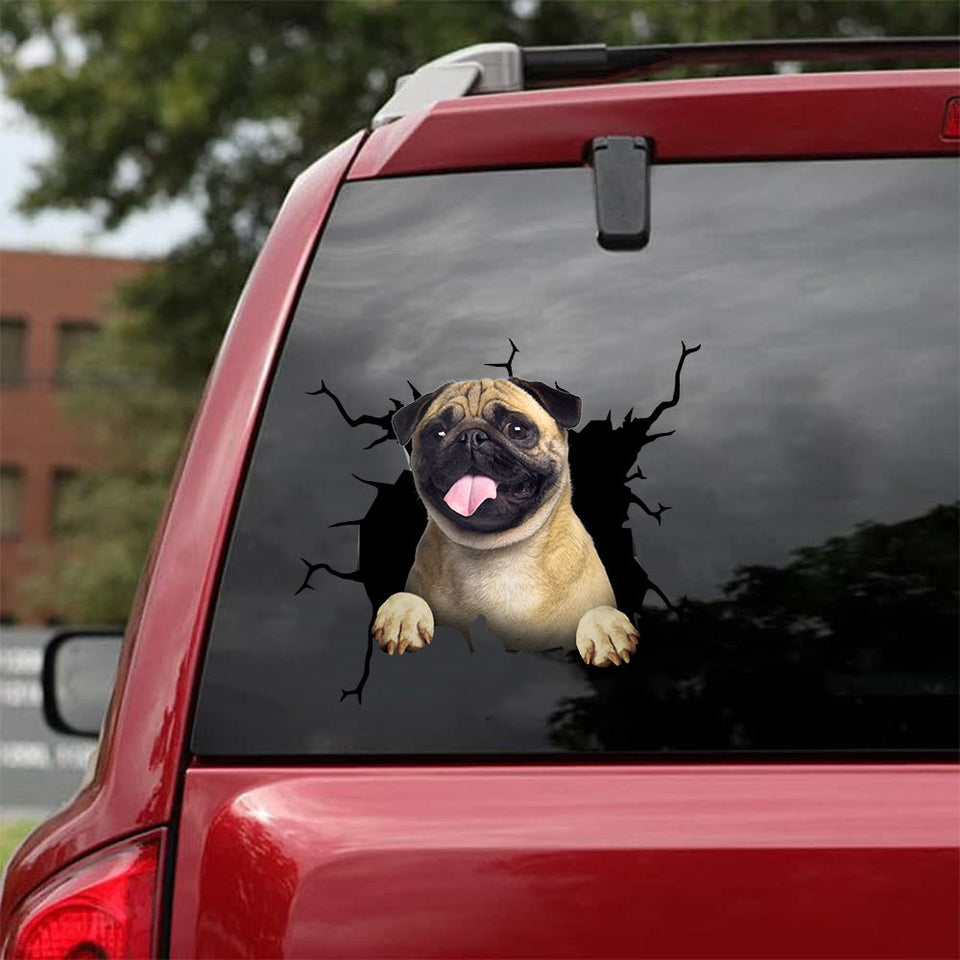 Pug Crack Dad Decal Funny Quotes Waterproof Labels Christmas Gift Ideas - Dog Lovers die-cut waterproof vinyl sticker decal