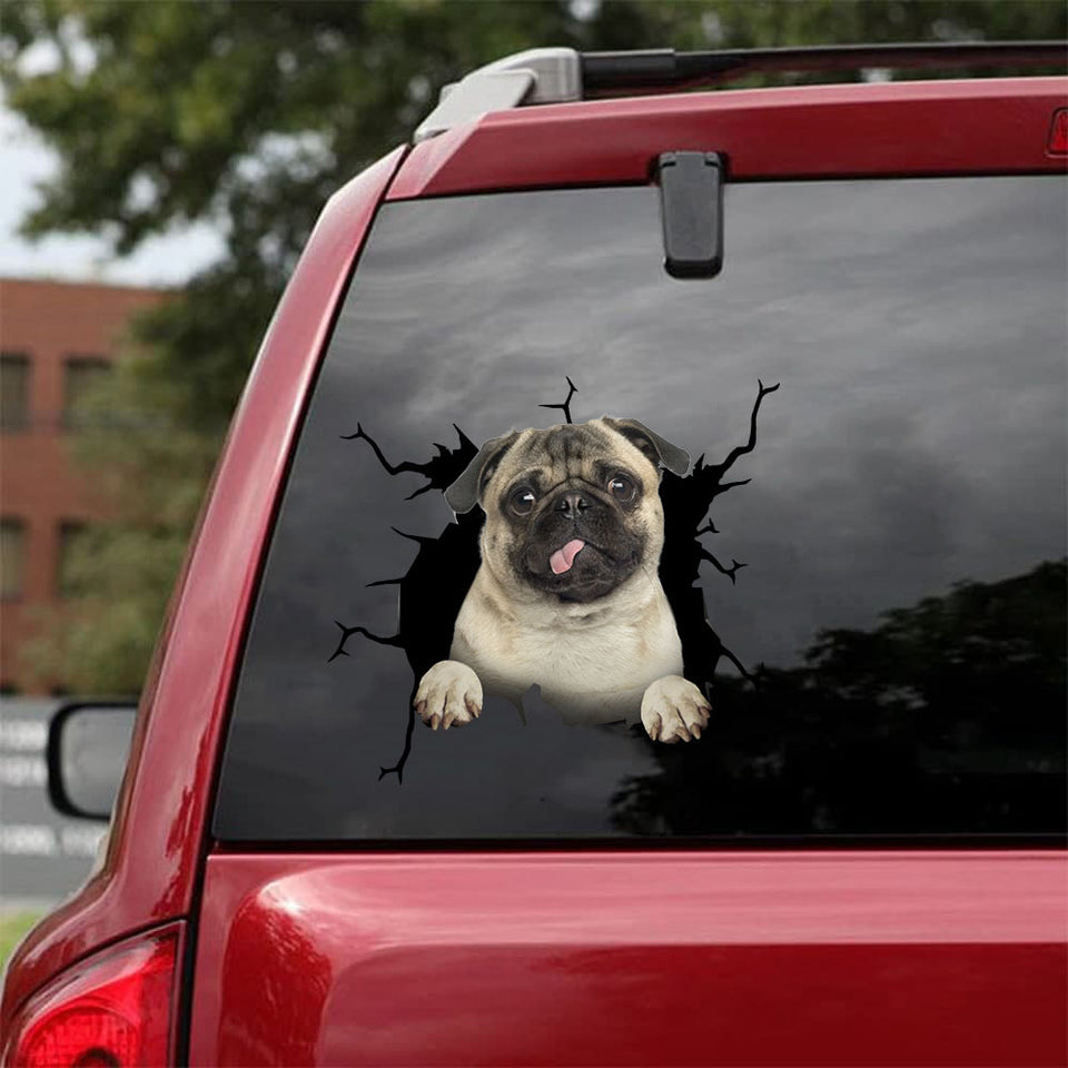 Pug Crack Stickers For Cars Funny Wall Decor Decals Stickers Best Friend Christmas Gifts - Dog Lovers die-cut waterproof vinyl sticker decal