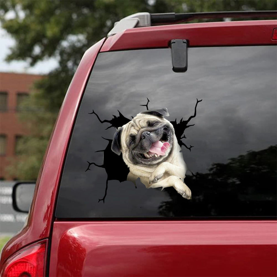 Pug Crack Sticker Kawaii Your Cute Jeans Car Decal Stickers Gifts For Dogs - Dog Lovers die-cut waterproof vinyl sticker decal