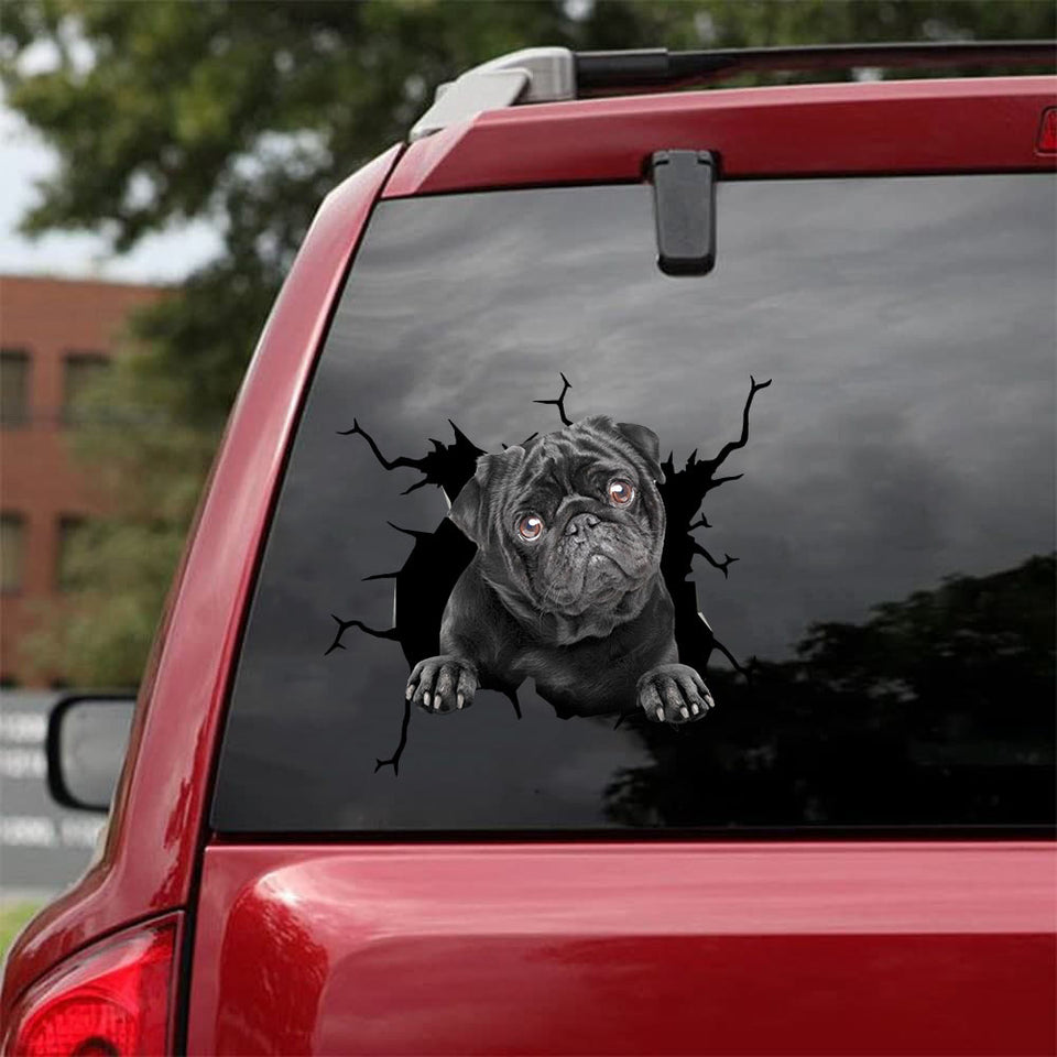 Pug Crack Decals For Cars Humor Die Cut Stickers 25th Anniversary Gifts - Dog Lovers die-cut waterproof vinyl sticker decal