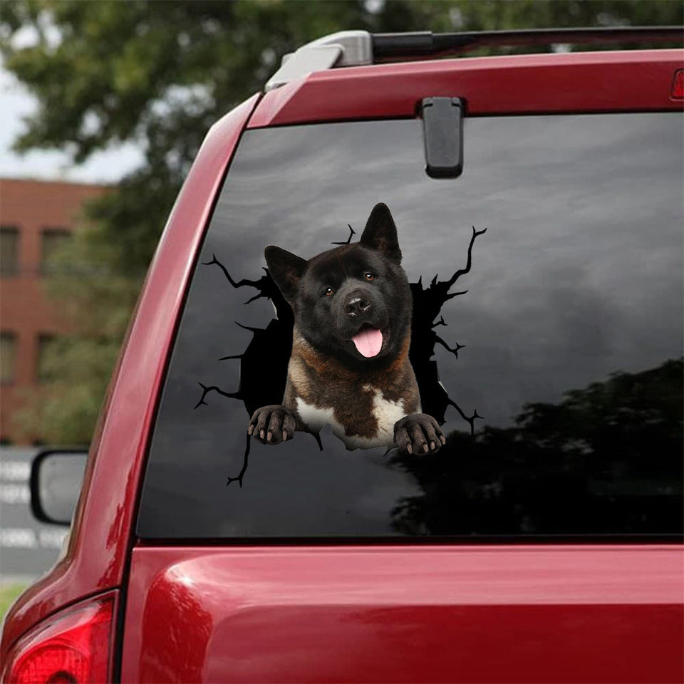 Akita Crack Sticker Design Funny Wall Decor Custom Window Decals Mother's Day Gifts 2022 - Dog Lovers die-cut waterproof vinyl sticker decal