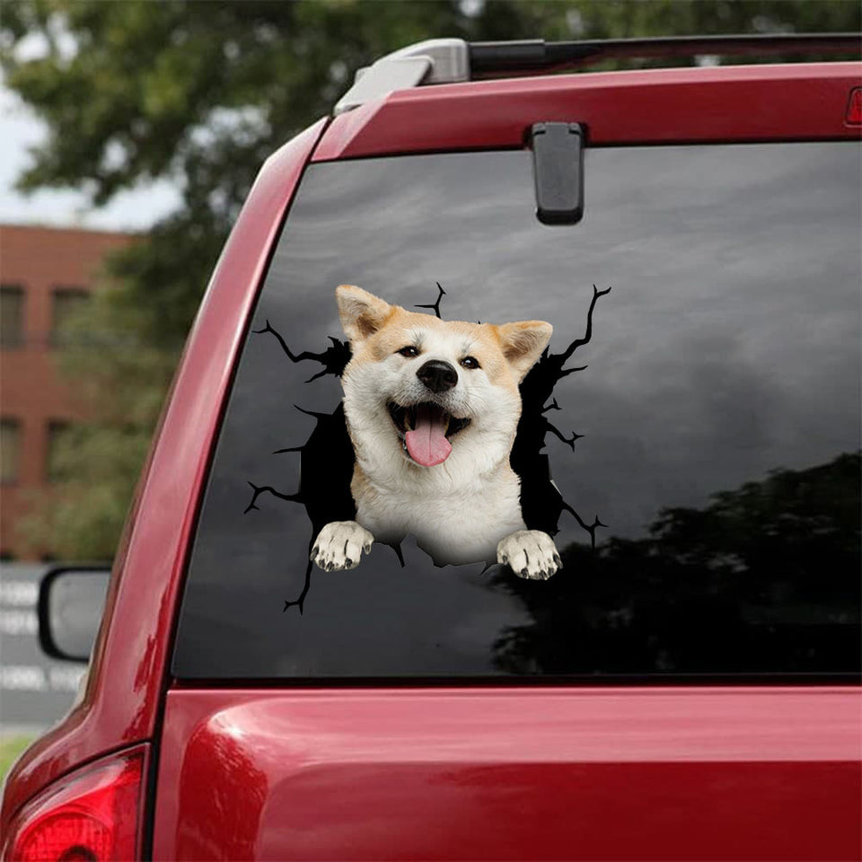 Akita Crack Decal For Car Fun Custom Die Cut Stickers Gift - Dog Lovers die-cut waterproof vinyl sticker decal
