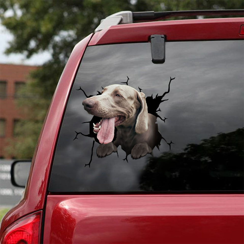 [ld1245-snf-lad]-weimaraner-crack-car-sticker-dogs-lover