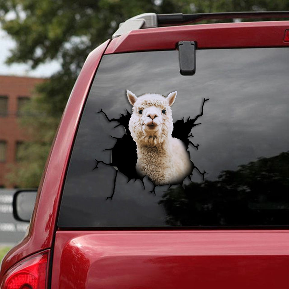 Alpaca Crack Sticker Decals Funny Faces Custom Decal Stickers Gifts For Her - General die-cut waterproof vinyl sticker decal