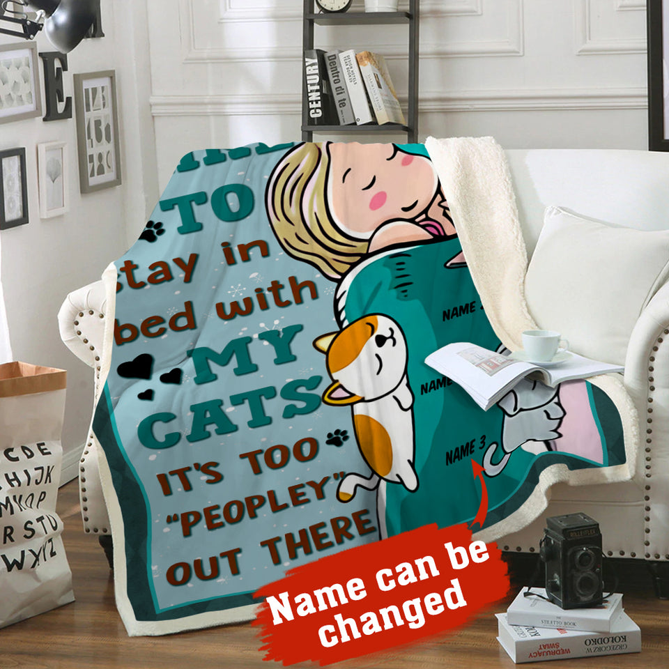 Cozy I Like My Cats fleece blanket draped on a couch, perfect plush throw gift for cat lovers