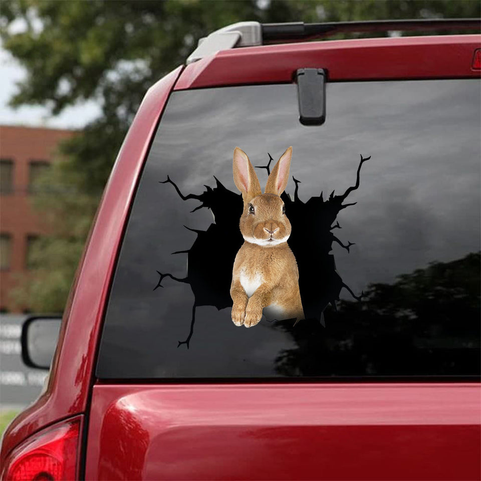 Rabbit Crack Sticker For Back Window Wiper Funny Faces Kiss Cut Stickers Gifts For Mom - Wildlife & Nature die-cut waterproof vinyl sticker decal
