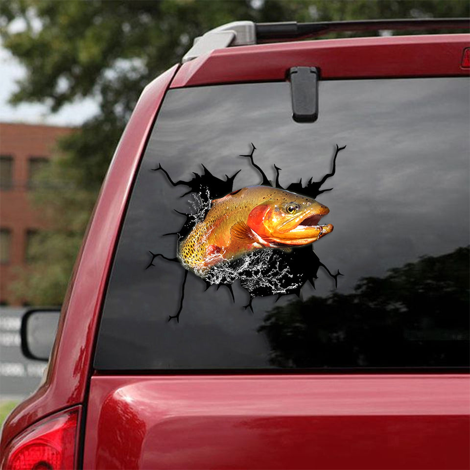 Trout Fish Crack Stickers For Water Bottle Funny Custom Decals For Trucks Gifts For Friends Birthday - Fishing die-cut waterproof vinyl sticker decal