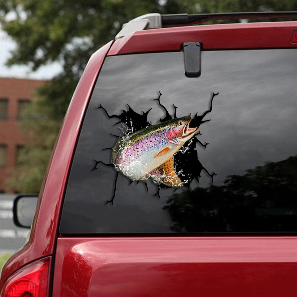 Trout Fish Crack Bone Sticker Funny Custom Wall Stickers Anniversary Gifts For Boyfriend - Fishing die-cut waterproof vinyl sticker decal