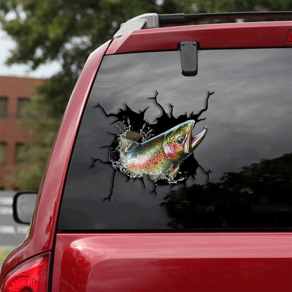 Trout Fish Crack Sticker Custom Funny Quotes Clear Labels Unique Gifts For Women - Fishing die-cut waterproof vinyl sticker decal