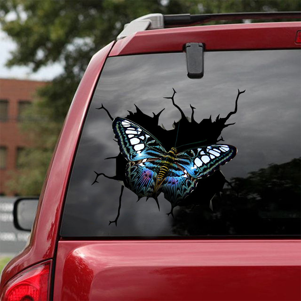 Blue Clipper Butterfly Crack Decal Sticker Car Funny Memes Vinyl Letter Stickers 2 Year Anniversary Gift - General die-cut waterproof vinyl sticker decal