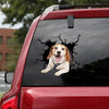 Beagle Crack Door Decal Funny Birthday Memes Custom Stickers Pet Memorial Gifts - Dog Lovers die-cut waterproof vinyl sticker decal