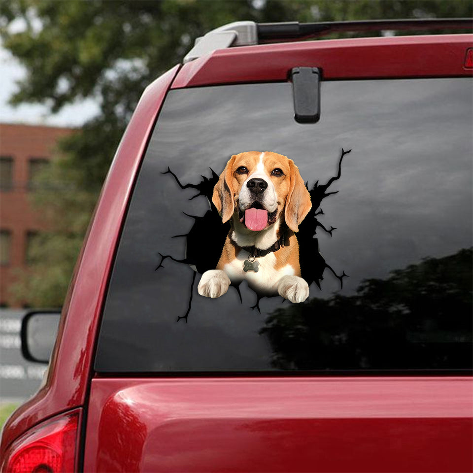 Beagle Crack Decals For Walls Cool Anime Car Decals Birthday Box - Dog Lovers die-cut waterproof vinyl sticker decal