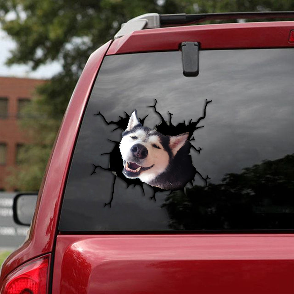 Husky Crack Decal Items Funny Quotes Sunflower Decal Gift Ideas For Boyfriend - Dog Lovers die-cut waterproof vinyl sticker decal