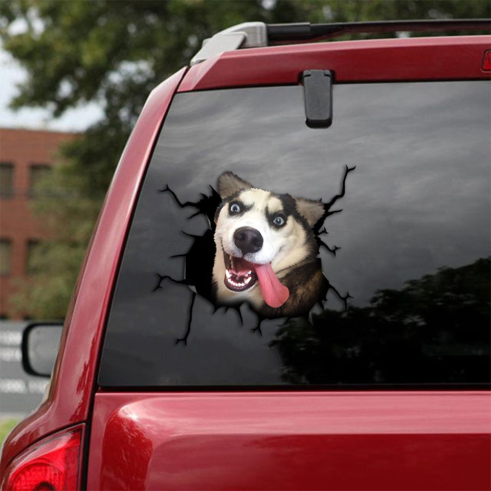 Husky Crack Head Decal Funny Memes Car Bumper Stickers Birthday Gifts For Mom - Dog Lovers die-cut waterproof vinyl sticker decal