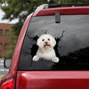 Bichon Crack Decal For Back Car Window Cute Bumper Stickers Christmas Gifts - General die-cut waterproof vinyl sticker decal