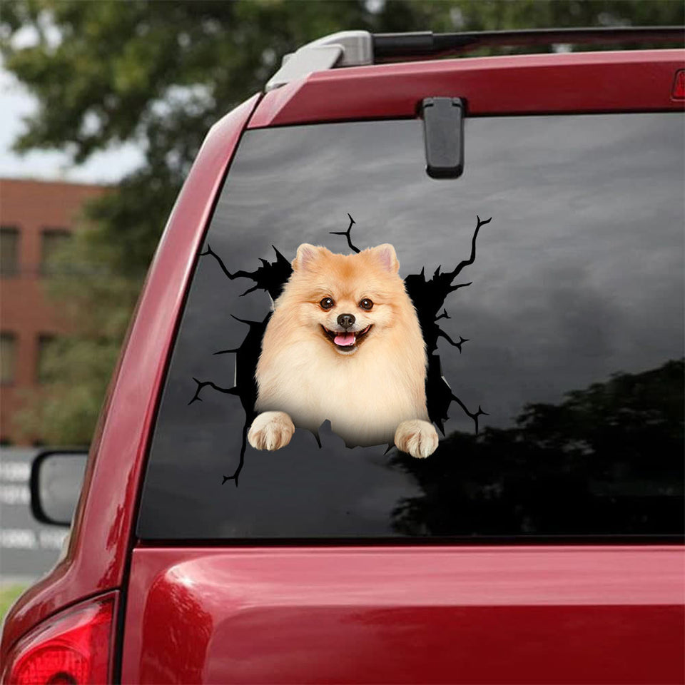 Pomeranian Crack Decals For Walls Fun Custom Car Window Decals Christmas Gifts For Wife - Dog Lovers die-cut waterproof vinyl sticker decal