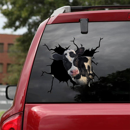 Dairy Cow Crack Stickers Custom Humor Magnetic Stickers Travel