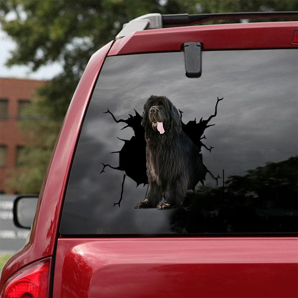 [ld0429-snf-lad]-newfoundland-crack-car-sticker-dogs-lover