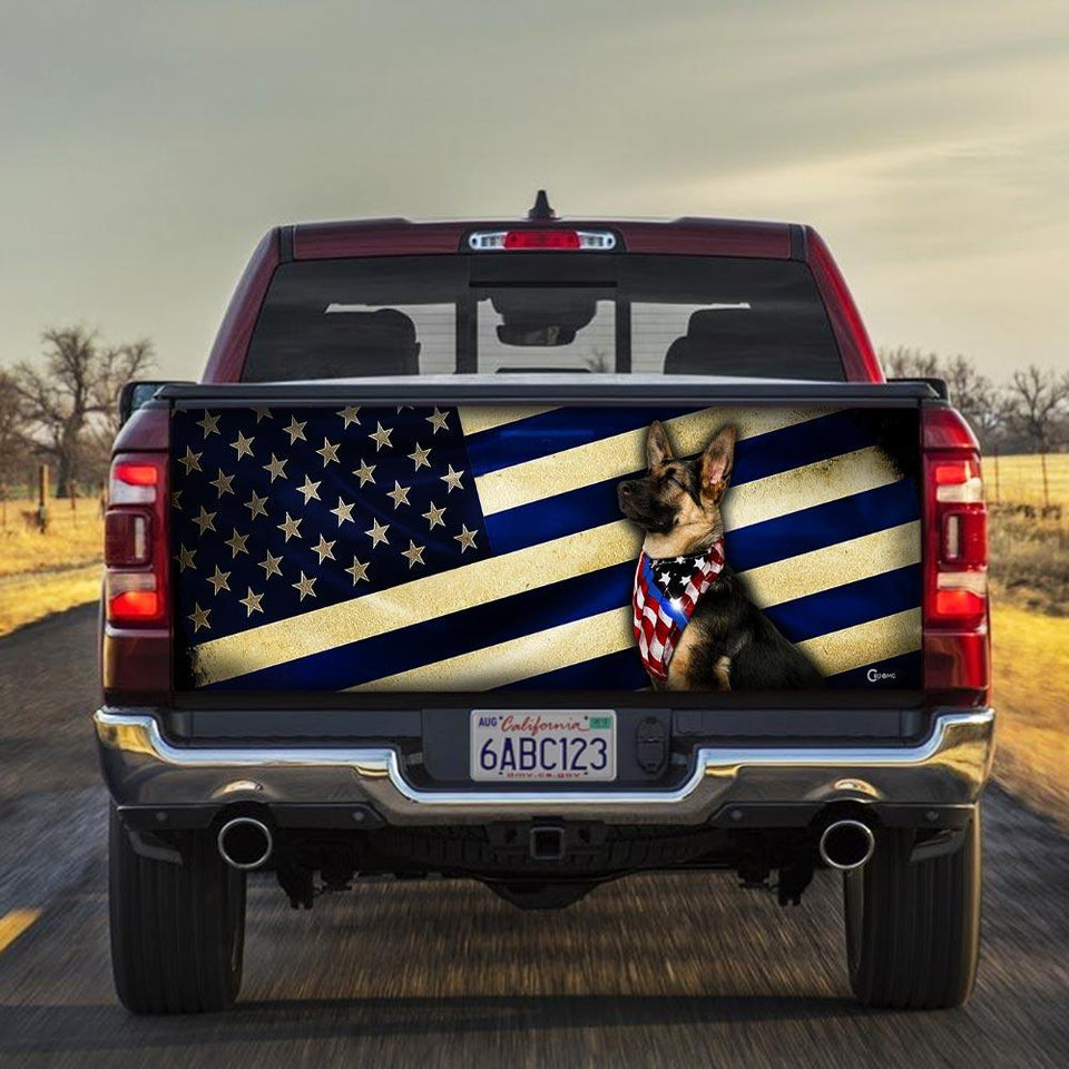 German Shepherd Thin Blue Line truck Tailgate Decal Sticker Wrap Tailgate Wrap Decals For Trucks