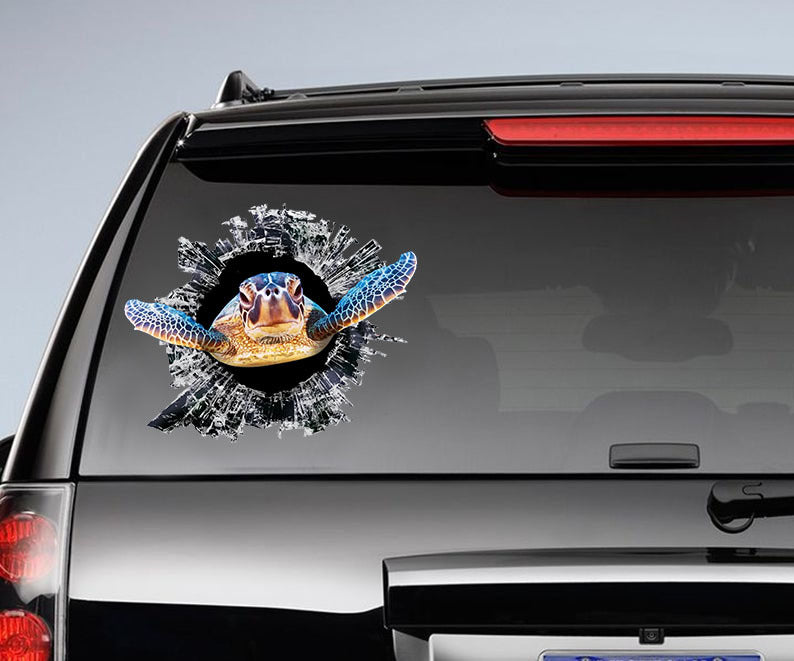Sea Turtle Crack Car Decal Custom Hot Name Stickers Gifts For Parents - Wildlife & Nature die-cut waterproof vinyl sticker decal