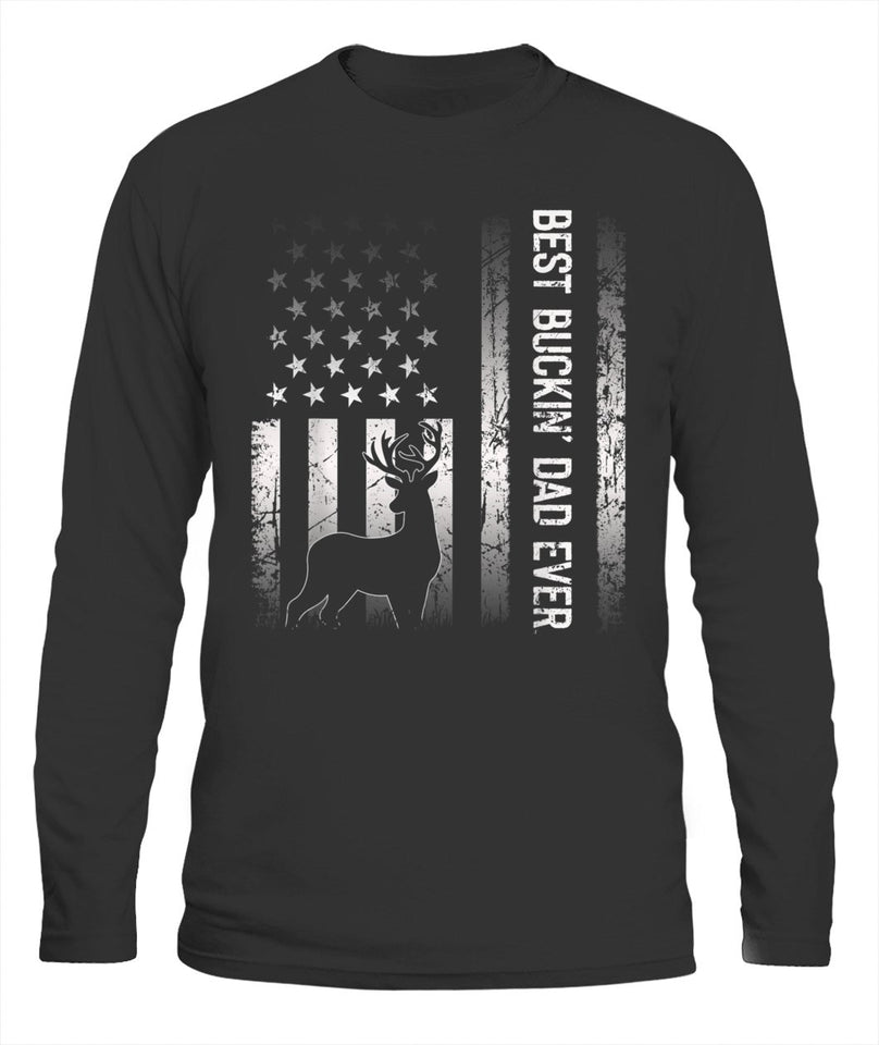 Best Buckin Dad Ever American Flag Gift for Fathers Day Tee Shirt