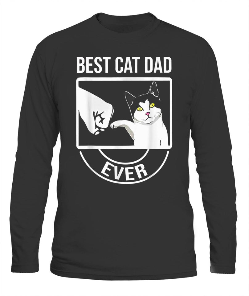 Best Cat Dad Ever Funny Paw Kitten Cat Fist Bump Tee Shirt