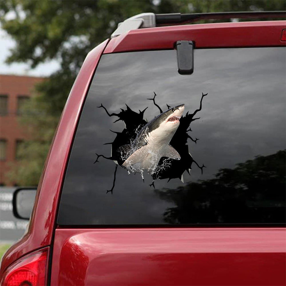 [sk1023-snf-ptd]-shark-crack-car-sticker-fishing-lover