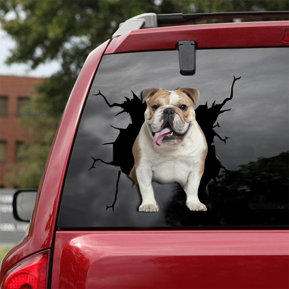 English Bulldog Crack Sticker Car Pretty Cute Window Decals Gift Ideas For Mom - Dog Lovers die-cut waterproof vinyl sticker decal