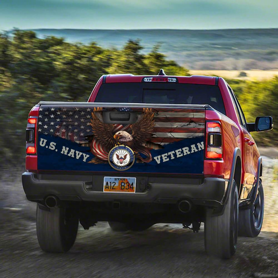 U.s Navy Veterans truck Tailgate Decal Sticker Wrap Us Navy Decor Us Navy Gift Navy Veteran Gift  Tailgate Wrap Decals For Trucks